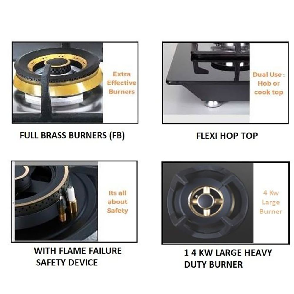 Buy Elica CLASSIC FLEXI FB MFC 3B 70 MT Toughened Glass Top 3 Burner ...